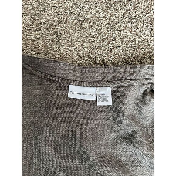 soft surroundings women’s L button down tunic embroidered top flowy gray cotton - Picture 5 of 16